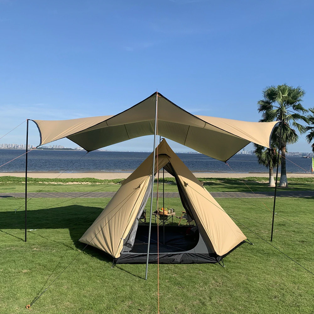 Cheap Goat Tents Outdoor Pyramid Tent 3 4 People Double Layer Indian Style Camping Tent High Quality Aluminum Pole Teepee Family Travel Yurt Tent   